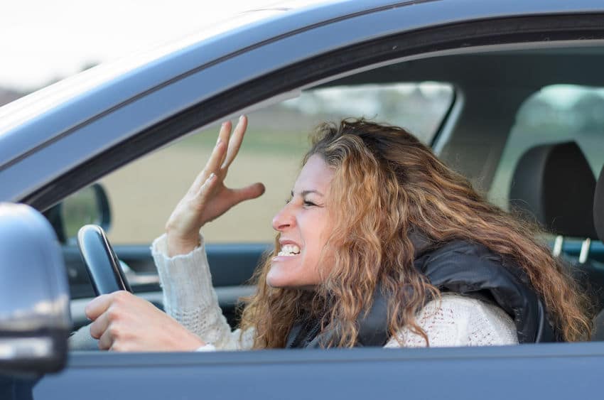 woman angry drive car