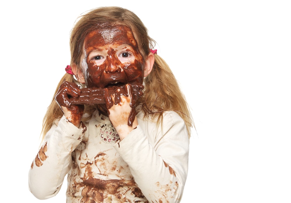 little girl with chocolate