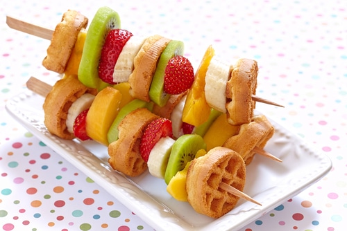 brochette gaufres et fruits